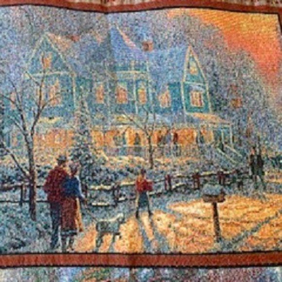 NWT Thomas Kinkade Painter of Light Tapestry Throw Blanket 1958-2012 60” x 50” - Picture 2 of 12